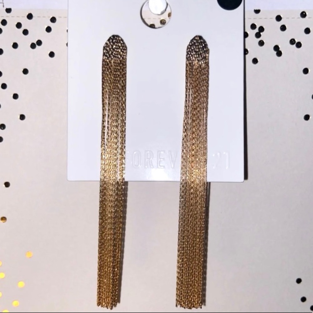 Gold Dangle Tassel Earrings NWT